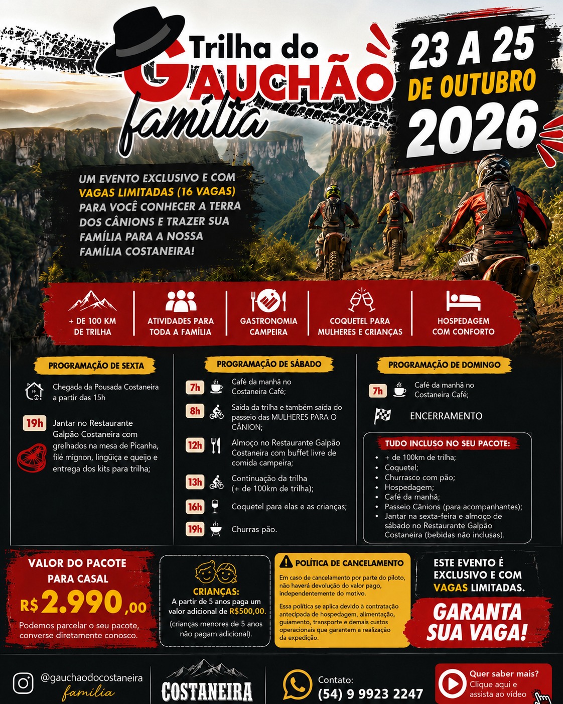 Banner Trilha do Gauchão - Famílias 23 a 25 Outubro 2026